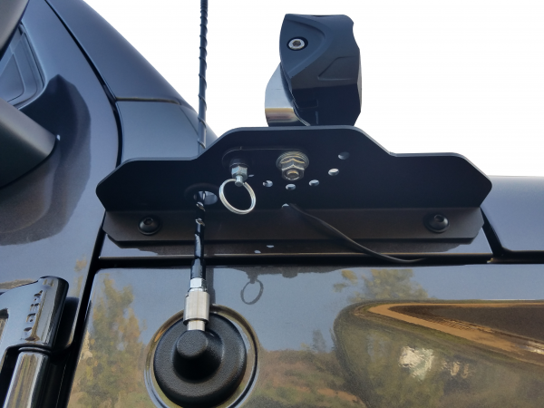 Underneath view of JL 180 Light Mount installed on jeep